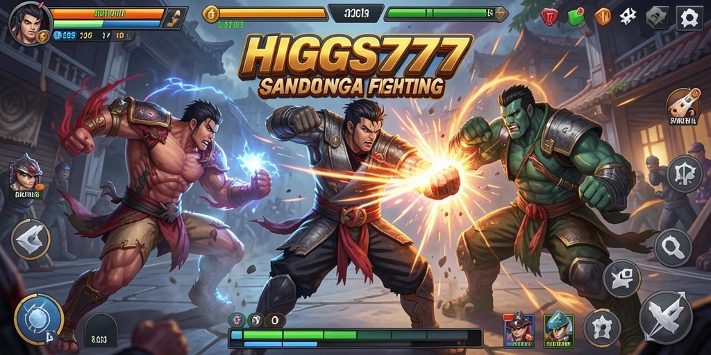 Tangkapan layar dari gameplay HIGGS777 menampilkan pertarungan yang mendebarkan.