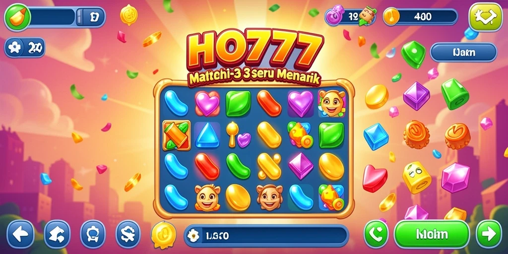 Tampilan menarik gameplay Match-3 di HO777 dengan efek visual yang memukau.