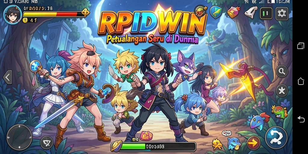 Tangkapan layar menunjukkan aksi seru RPIDWIN dengan karakter Anime yang beraksi.