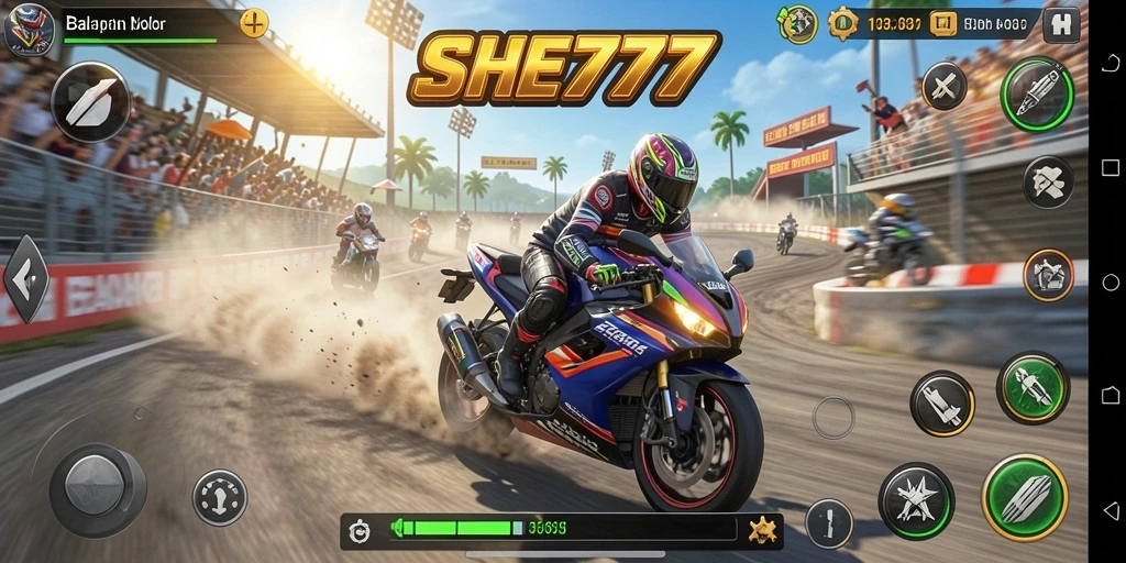 Tampilan menakjubkan dari gameplay balapan motor.